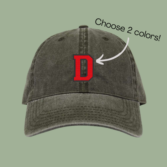 Custom Varsity Letter 2-Color Embroidered Vintage Hat