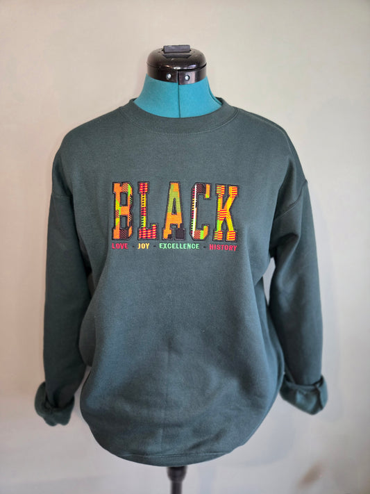 Black Applique Embroidered Sweatshirt